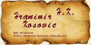 Hranimir Kosović vizit kartica